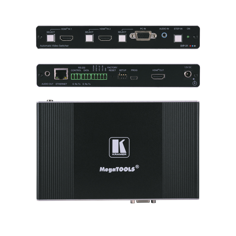 克萊默4K60 4:2:0 HDMI 和 VGA 自動(dòng)切換器帶 Kramer Maestro 房間自動(dòng)化功能DIP-31